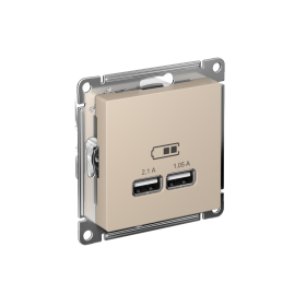Systeme Electric AtlasDesign Песочный Розетка USB A+A, 5В/2,1 А, 2х5В/1,05 А, механизм