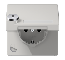 JUNG SCHUKO-розетка с крышкой  и замком, светло-серый