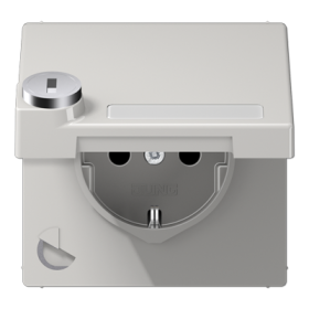 JUNG SCHUKO-розетка с крышкой  и замком, светло-серый