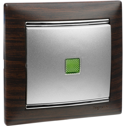 Рамка 1 пост - Legrand Valena - темное дерево/серебряный штрих