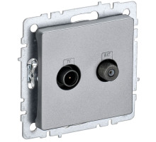 IEK BRITE BASE Алюминий Розетка двойная TV+SAT РТВ/РСп12-БрА
