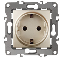 ЭРА Розетка Серия 12 12-2102-04 с заземлением 2P+E Schuko со шторками 16A-250В IP20 шампань