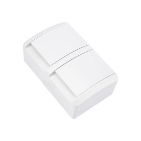 KRANZ Блок горизонтальный 2 розетки INDUSTRIAL IP54 с заземлением, о/у, белый