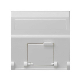 Simon Connect Белый Адаптер наклонный со шторкой на 1 модуль MD (RJ45, оптоволокно), 45х45мм