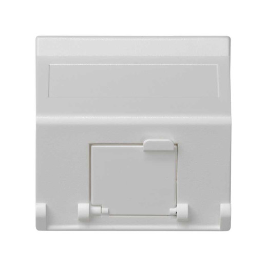 Simon Адаптер наклонный со шторкой на 1 модуль MD (RJ45, оптоволокно), 45х45мм, белый