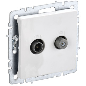 IEK BRITE BASE Белый Розетка двойная TV+SAT РТВ/РСп12-БрБ