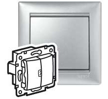 Legrand Valena Алюминий Выключатель 2-х клавишный с индикац на 1-й клавише с нейтралью.