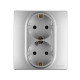 Розетка двойная с заземлением - Legrand Etika - со шторками в сборе 16А 250В безвинтовые зажимы - алюминий
