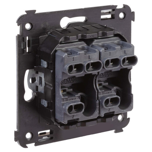 Переключатель двухклавишный в стену, Avanti, черный квадрат