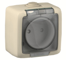Hegel Альфа IP44 наруж Слоновая кость РА16-202-01 Розетка, со шторками, брызгозащищенная