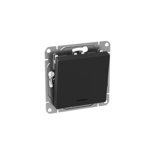 Механизм выключателя, одноклавишный, с подсветкой, чёрный Эпика EKF