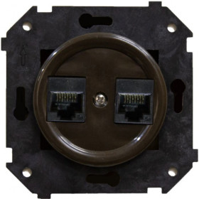 BIRONI Шедель Пластик Коричневый Розетка 2-ая RJ45  (скрытый монтаж)
