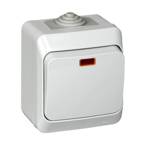 Systeme Electric Этюд наруж Серый Выключатель 1-клавишный с подсветкой IP44