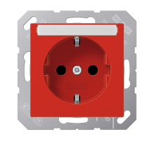 JUNG Штепсельная розетка SCHUKO 16A 250V~ с защитой от детей с полем для надписи термопласт красная