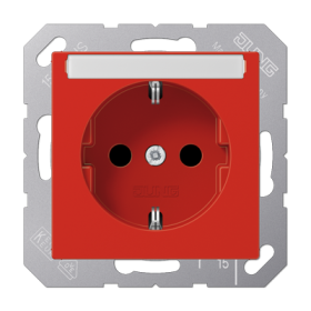 JUNG Штепсельная розетка SCHUKO 16A 250V~ с защитой от детей с полем для надписи термопласт красная