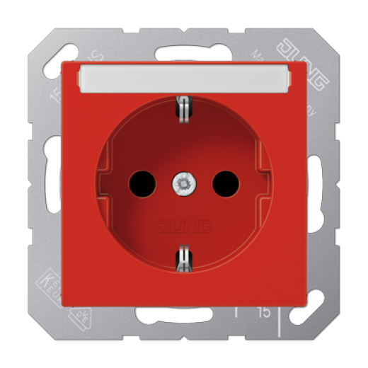 Штепсельная розетка SCHUKO 16A 250V~ с защитой от детей, с полем для надписи, термопласт, красная