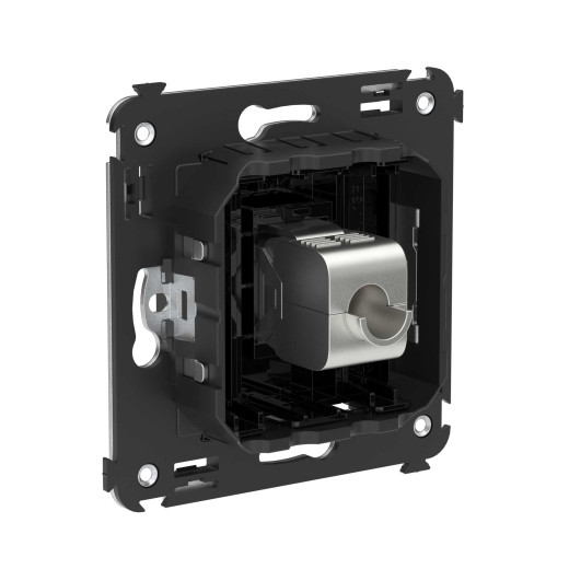 Компьютерная розетка RJ-45 без шторки в стену, кат.5e одинарная экранированная, Avanti, черный квадрат