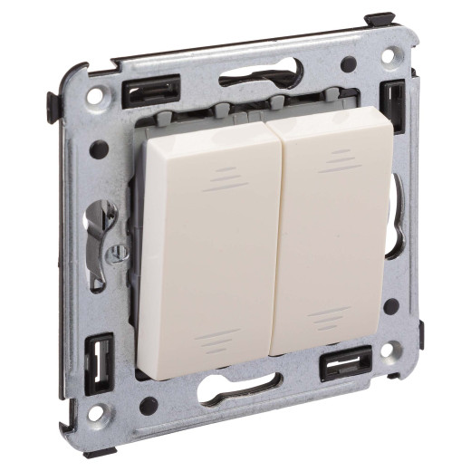 Переключатель двухклавишный в стену, Avanti, ванильная дымка