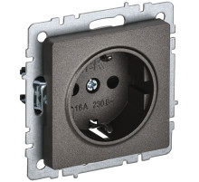 IEK BRITE BASE Темн.бронза Розетка 1-м с/з с защ шторк 16А РС14-1-0-БрТБ