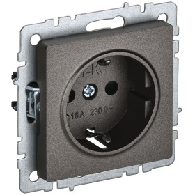 IEK BRITE BASE Темн.бронза Розетка 1-м с/з с защ шторк 16А РС14-1-0-БрТБ