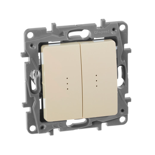 Переключатель двухклавишный с подсветкой/индикацией - Legrand Etika - 10А 250В безвинтовые зажимы - слоновая кость
