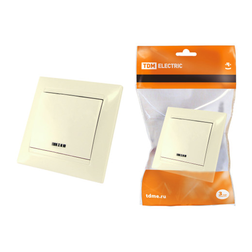 Выключатель 1 кл. с подсветкой 10А сл. кость 