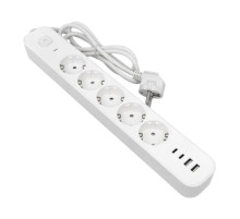 EKF Удлинитель LUX 5 гнезд 2USB 2,4А+2type-C 1,5 метра 1,5мм2.