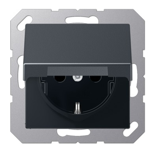 Розетка SCHUKO® с крышкой, термопласт, антрацит