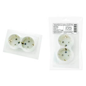 TDM Розетка двойная 2П+З с защ. шт. 16А 250В белая 
