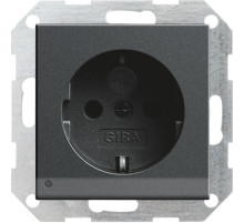 Gira S-55 Антрацит Розетка с/з с защитой и индикацией напряжения