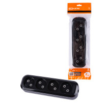 TDM Колодка розеточная 4 гнезда 2П б/з 10А 250В черная