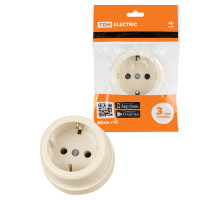 TDM Розетка 2П+З открытой установки IP20 16А сл. кость 