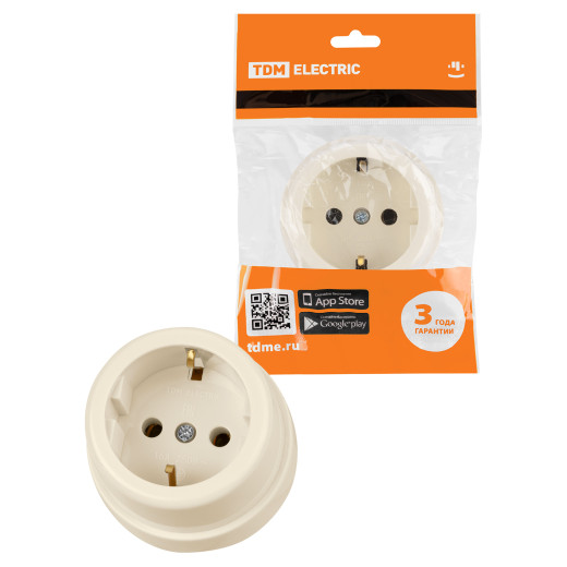 Розетка 2П+З открытой установки IP20 16А сл. кость 