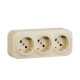 Розеточный блок тройной с заземлением - Legrand Quteo - с предварительным подключением со шторками IP20 16А 250В винтовые зажимы накладной монтаж - слоновая кость