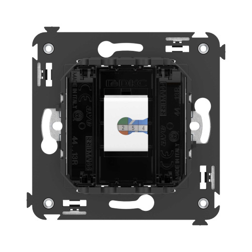 Компьютерная розетка RJ-45 без шторки в стену, кат.5е одинарная, Avanti, черный квадрат