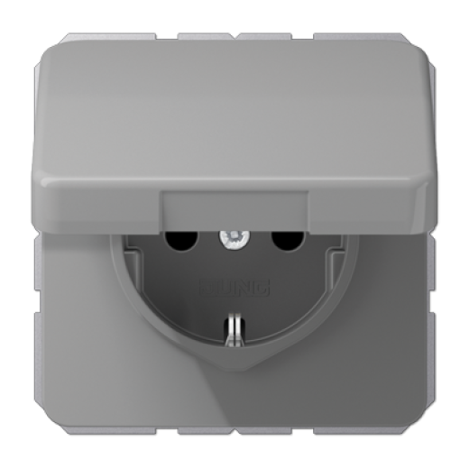 Штепсельная розетка SCHUKO 16A 250V~ с защитой от влажности, серая