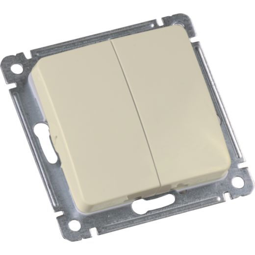ВС10-451-01 Выключатель скрытой установки, двухклавишный, механизм, цвет слоновая кость