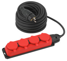 ЭРА Удлинитель силовой UK-4e-3x1,5-20m-IP44(KG) с заземлением 4 розетки каучук 20м КГ 3х1,5мм2 IP44