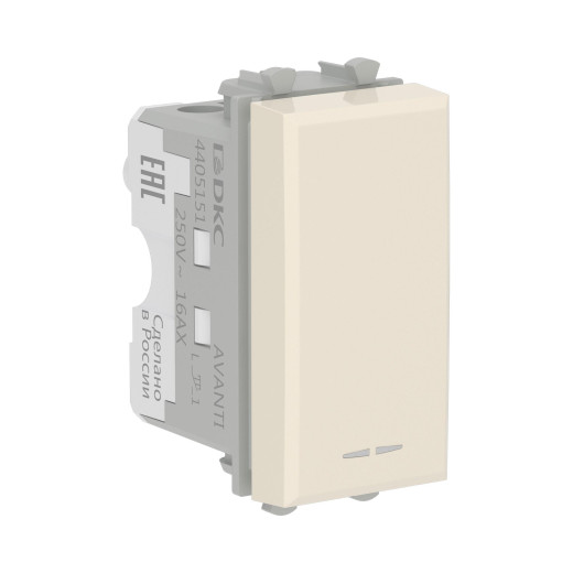 Кнопка модульная, Avanti, ванильная дымка, 1 модуль