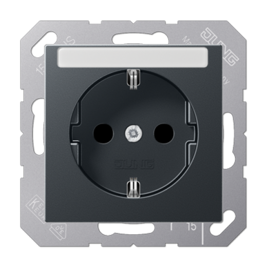 Розетка SCHUKO® 16A 250V с полем для надписи, термопласт, матовый антрацит