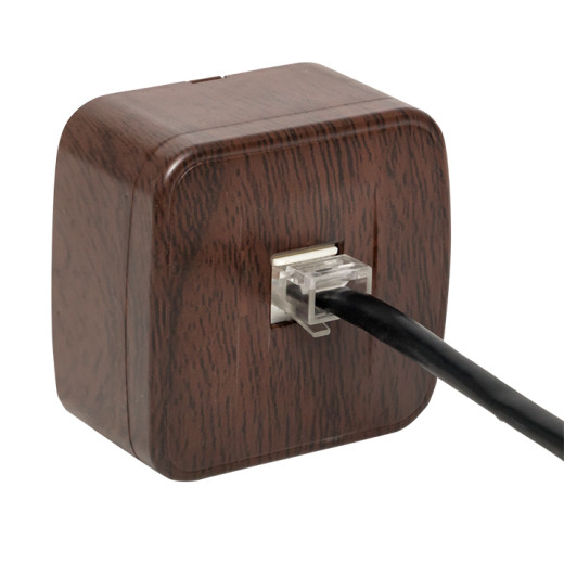 Розетка Phone 1-местная ОП Минск тёмное дерево EKF