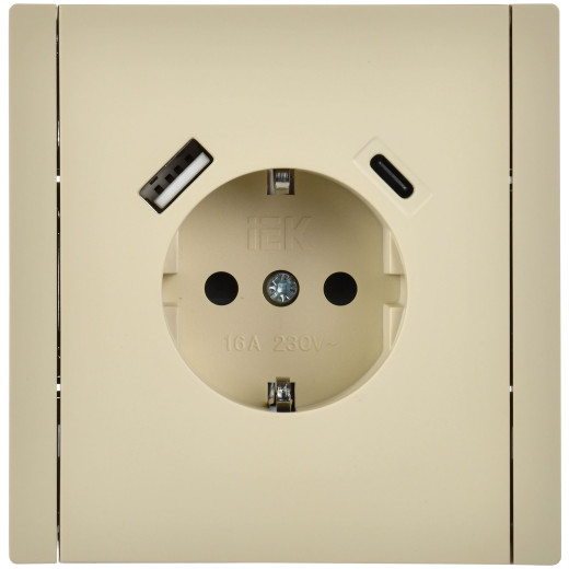 FORTE&PIANO Роз. з/к/ш в/к 16А USB A+C 18Вт FP447 ван. IEK