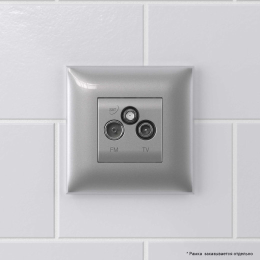 Розетка TV-FM-SAT в стену, Avanti, закаленная сталь