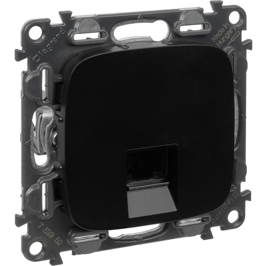 Valena ALLURE.Информационная розетка одиночная RJ45 Кат.5е UTP.С лицевой панелью.Антрацит