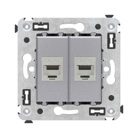 DKC Avanti Компьютерная розетка RJ-45 без шторки в стену, кат.5e двойная экранированная, 