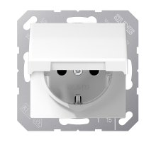 JUNG SCHUKO®-розетка 16 A / 250 B ~ с крышкой, белая