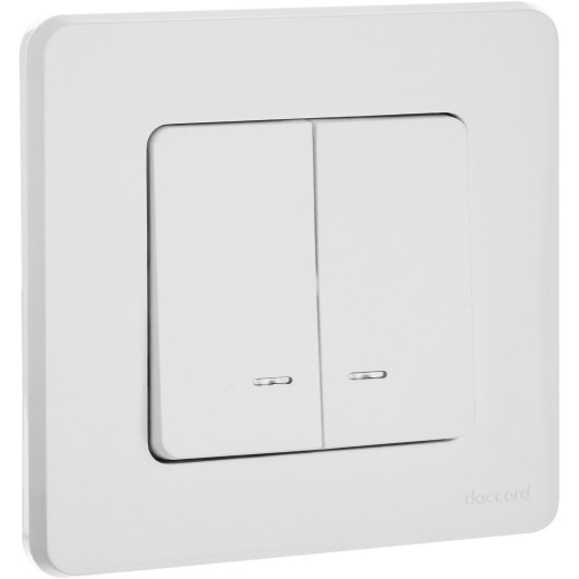 Выключатель двухклавишный с подсветкой/индикацией - Legrand/Daccord Inspiria - 10АХ 250В безвинтовые зажимы - белый