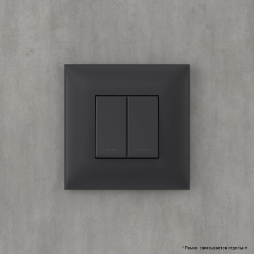Кнопка двухклавишная в стену, Avanti, черный матовый