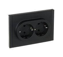 IEK FORTE&PIANO Черный Розетка 2-я с/з со шт безвинтовое крепление 16А FP123