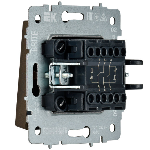 BRITE Выключ. 2-кл. с инд. отел. 10А ВС10-2-9-БрТБ бр. IEK